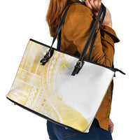Samoa Siapo Mamanu Leather Tote Bag Plumeria Fancy Gold Motifs LT7 - Polynesian Pride