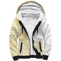 Samoa Siapo Mamanu Sherpa Hoodie Plumeria Fancy Gold Motifs LT7 Unisex Gold - Polynesian Pride