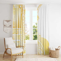Samoa Siapo Mamanu Window Curtain Plumeria Fancy Gold Motifs LT7 - Polynesian Pride