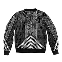 Aotearoa Taniko Pattern Bomber Jacket Poutama Mix Kowhai Flowers