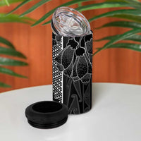 Aotearoa Taniko Pattern 4 in 1 Can Cooler Tumbler Poutama Mix Kowhai Flowers LT7 - Polynesian Pride
