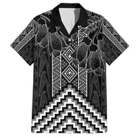Aotearoa Taniko Pattern Hawaiian Shirt Poutama Mix Kowhai Flowers LT7 Grey - Polynesian Pride