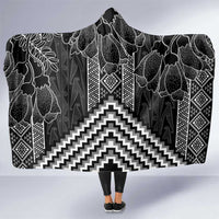 Aotearoa Taniko Pattern Hooded Blanket Poutama Mix Kowhai Flowers LT7 One Size Grey - Polynesian Pride