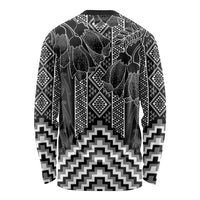 Aotearoa Taniko Pattern Long Sleeve Shirt Poutama Mix Kowhai Flowers LT7 - Polynesian Pride