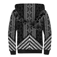 Aotearoa Taniko Pattern Sherpa Hoodie Poutama Mix Kowhai Flowers LT7 - Polynesian Pride