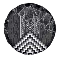 Aotearoa Taniko Pattern Spare Tire Cover Poutama Mix Kowhai Flowers
