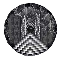 Aotearoa Taniko Pattern Spare Tire Cover Poutama Mix Kowhai Flowers