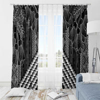 Aotearoa Taniko Pattern Window Curtain Poutama Mix Kowhai Flowers LT7 - Polynesian Pride