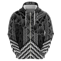 Aotearoa Taniko Pattern Zip Hoodie Poutama Mix Kowhai Flowers LT7 - Polynesian Pride