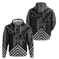 Aotearoa Taniko Pattern Zip Hoodie Poutama Mix Kowhai Flowers LT7 - Polynesian Pride