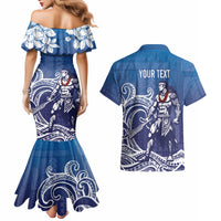 Samoa Manuia le Aso Tuto'atasi Siapo Motif Couples Matching Mermaid Dress and Hawaiian Shirt Warrior with Nifo Oti LT7 - Polynesian Pride
