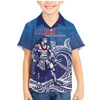 Samoa Manuia le Aso Tuto'atasi Siapo Motif Family Matching Mermaid Dress and Hawaiian Shirt Warrior with Nifo Oti