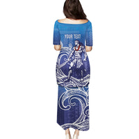 Samoa Manuia le Aso Tuto'atasi Siapo Motif Family Matching Puletasi and Hawaiian Shirt Warrior with Nifo Oti