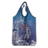 Samoa Manuia le Aso Tuto'atasi Siapo Motif Grocery Bag Warrior with Nifo Oti LT7 - Polynesian Pride
