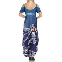Samoa Manuia le Aso Tuto'atasi Siapo Motif Summer Maxi Dress Warrior with Nifo Oti LT7 - Polynesian Pride