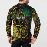 Vanuatu Personalized Aboriginal Arts Button Sweatshirt Turtle and Iguana Special LT7 - Polynesian Pride