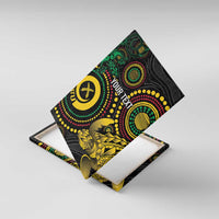 Vanuatu Personalized Aboriginal Arts Canvas Wall Art Turtle and Iguana Special LT7 With Frame Colorful - Polynesian Pride