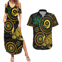 Vanuatu Personalized Aboriginal Arts Couples Matching Summer Maxi Dress and Hawaiian Shirt Turtle and Iguana Special LT7 Colorful - Polynesian Pride