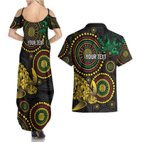 Vanuatu Personalized Aboriginal Arts Couples Matching Summer Maxi Dress and Hawaiian Shirt Turtle and Iguana Special LT7 - Polynesian Pride