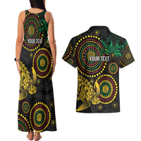 Vanuatu Personalized Aboriginal Arts Couples Matching Tank Maxi Dress and Hawaiian Shirt Turtle and Iguana Special LT7 - Polynesian Pride