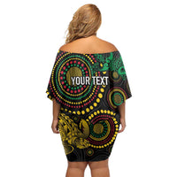 Vanuatu Personalized Aboriginal Arts Family Matching Off Shoulder Short Dress and Hawaiian Shirt Turtle and Iguana Special LT7 - Polynesian Pride