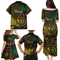 Vanuatu Personalized Aboriginal Arts Family Matching Puletasi and Hawaiian Shirt Turtle and Iguana Special LT7 - Polynesian Pride