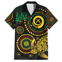 Vanuatu Personalized Aboriginal Arts Family Matching Puletasi and Hawaiian Shirt Turtle and Iguana Special LT7 Dad's Shirt - Short Sleeve Colorful - Polynesian Pride