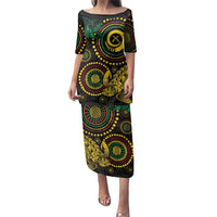 Vanuatu Personalized Aboriginal Arts Family Matching Puletasi and Hawaiian Shirt Turtle and Iguana Special LT7 Mom's Dress Colorful - Polynesian Pride