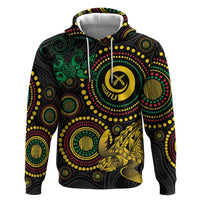 Vanuatu Personalized Aboriginal Arts Hoodie Turtle and Iguana Special - Polynesian Pride