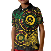Vanuatu Personalized Aboriginal Arts Kid Polo Shirt Turtle and Iguana Special - Polynesian Pride