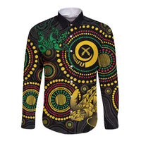 Vanuatu Personalized Aboriginal Arts Long Sleeve Button Shirt Turtle and Iguana Special LT7 Unisex Colorful - Polynesian Pride