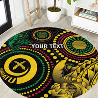 Vanuatu Personalized Aboriginal Arts Round Carpet Turtle and Iguana Special - Polynesian Pride