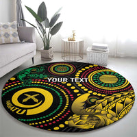 Vanuatu Personalized Aboriginal Arts Round Carpet Turtle and Iguana Special - Polynesian Pride