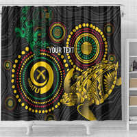 Vanuatu Personalized Aboriginal Arts Shower Curtain Turtle and Iguana Special - Polynesian Pride