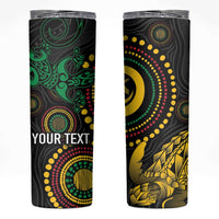 Vanuatu Personalized Aboriginal Arts Skinny Tumbler Turtle and Iguana Special - Polynesian Pride