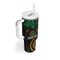 Vanuatu Personalized Aboriginal Arts Tumbler With Handle Turtle and Iguana Special - Polynesian Pride