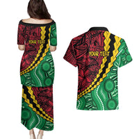 Vanuatu Personalized Tribal Couples Matching Puletasi and Hawaiian Shirt Aboriginal Inspired Mix Style LT7 - Polynesian Pride