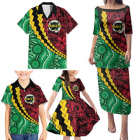 Vanuatu Personalized Tribal Family Matching Puletasi and Hawaiian Shirt Aboriginal Inspired Mix Style LT7 - Polynesian Pride