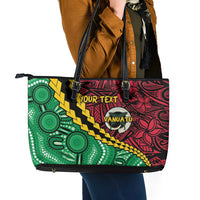 Vanuatu Personalized Tribal Leather Tote Bag Aboriginal Inspired Mix Style - Polynesian Pride