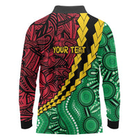 Vanuatu Personalized Tribal Long Sleeve Polo Shirt Aboriginal Inspired Mix Style - Polynesian Pride
