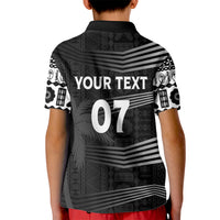 Personalised Fiji Rugby Kid Polo Shirt Kaiviti WC 2023 Jersey Replica - Black LT7 - Polynesian Pride