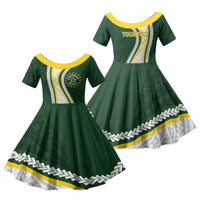 Cook Islands Rugby Personalized Avaiki Family Matching Summer Maxi Dress and Hawaiian Shirt GO Kuki LT7 Daughter's Dress Green - Polynesian Pride