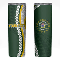 Cook Islands Rugby Personalized Avaiki Skinny Tumbler GO Kuki LT7 Green - Polynesian Pride