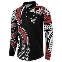 New Zealand Darts Personalized Hei Manaia Button Sweatshirt Classic Kowhaiwhai LT7 - Polynesian Pride