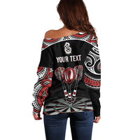 New Zealand Darts Personalized Hei Manaia Off Shoulder Sweater Classic Kowhaiwhai LT7 - Polynesian Pride
