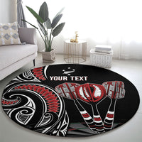 New Zealand Darts Personalized Hei Manaia Round Carpet Classic Kowhaiwhai LT7 - Polynesian Pride