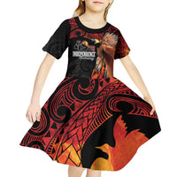 Papua New Guinea Personalised Kid Short Sleeve Dress Grunge Style 49th Independence Anni LT7 - Polynesian Pride