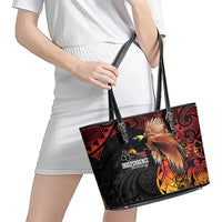 Papua New Guinea Leather Tote Bag Grunge Style 49th Independence Anni LT7 - Polynesian Pride