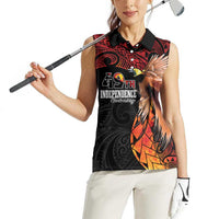 Papua New Guinea Personalised Women Sleeveless Polo Shirt Grunge Style 49th Independence Anni