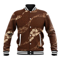Aloha Hawaii Floral Tapa Baseball Jacket Patchwork Mocha LT7 Unisex Mocha - Polynesian Pride